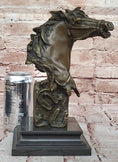 Load image into Gallery viewer, Horse Head Bust Abstract Bronze Metal Statue Sculpture Figure on Marble Base Original Art - Southlake Paws