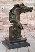 Load image into Gallery viewer, Horse Head Bust Abstract Bronze Metal Statue Sculpture Figure on Marble Base Original Art - Southlake Paws
