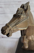 Load image into Gallery viewer, Horse Head Bust Abstract Bronze Metal Statue Sculpture Figure on Marble Base Original Art
