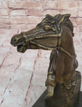 Load image into Gallery viewer, Horse Head Bust Abstract Bronze Metal Statue Sculpture Figure on Marble Base Original Art - Southlake Paws