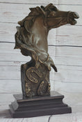 Load image into Gallery viewer, Horse Head Bust Abstract Bronze Metal Statue Sculpture Figure on Marble Base Original Art
