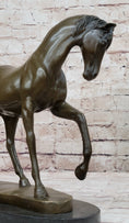 Load image into Gallery viewer, Show Horse Mare Hot Cast Bronze Statue Sculpture Equestrian Decor on Marble Base