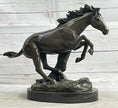 Load image into Gallery viewer, Running Galloping Wild Horse Mustang Bronze Sculpture Statue Figure Decor on Marble Base