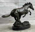 Load image into Gallery viewer, Running Galloping Wild Horse Mustang Bronze Sculpture Statue Figure Decor on Marble Base