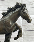 Load image into Gallery viewer, Running Galloping Wild Horse Mustang Bronze Sculpture Statue Figure Decor on Marble Base