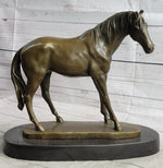 Arabian Horse Mare Bronze Figure Sculpture Statue Equestrian Decor on Marble Base