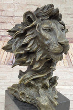 Hand Made African Lion Bust Museum Quality Bronze Sculpture by Barye Figurine