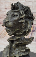 Load image into Gallery viewer, Hand Made African Lion Bust Museum Quality Bronze Sculpture by Barye Figurine