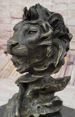 Hand Made African Lion Bust Museum Quality Bronze Sculpture by Barye Figurine