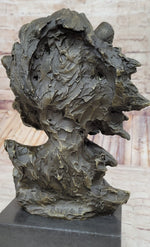 Hand Made African Lion Bust Museum Quality Bronze Sculpture by Barye Figurine