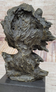 Hand Made African Lion Bust Museum Quality Bronze Sculpture by Barye Figurine