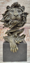Load image into Gallery viewer, Hand Made African Lion Bust Museum Quality Bronze Sculpture by Barye Figurine