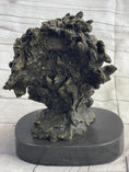 Load image into Gallery viewer, Roaring Lion's Head Lion Bust Bronze Sculpture Statue Figure Marble Base 9" x 7"