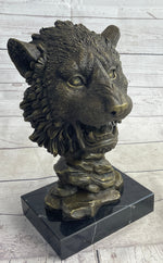 Cougar Lion Big Cat Predator Bust Sculpture Statue Bronze on Marble Base 12