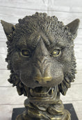Load image into Gallery viewer, Cougar Lion Big Cat Predator Bust Sculpture Statue Bronze on Marble Base 12" x 7"