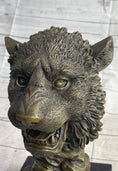 Load image into Gallery viewer, Cougar Lion Big Cat Predator Bust Sculpture Statue Bronze on Marble Base 12" x 7"