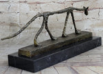 Abstract Cat Bronze Statue Sculpture by Alberto Giacometti Marble Base 6