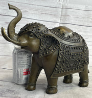 Signed Laughing Elephant Symbol of Luck Bronze Sculpture Statue Artwork