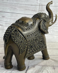 Load image into Gallery viewer, Signed Laughing Elephant Symbol of Luck Bronze Sculpture Statue Artwork