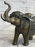 Load image into Gallery viewer, Signed Laughing Elephant Symbol of Luck Bronze Sculpture Statue Artwork