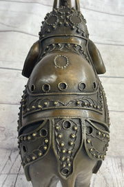 Signed Laughing Elephant Symbol of Luck Bronze Sculpture Statue Artwork