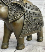 Signed Laughing Elephant Symbol of Luck Bronze Sculpture Statue Artwork