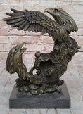 Load image into Gallery viewer, Eagles & Bear Hunting Fish Original Bronze Sculpture Statue Art by Milo on Marble Base
