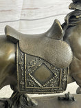 Load image into Gallery viewer, Saddled War Horse Working Equestrian Bronze Statue Sculpture after PJ Mene
