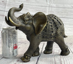 Indian Elephant Bronze Metal Figurine Sculpture Decor Signed Original 8.5