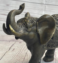 Load image into Gallery viewer, Indian Elephant Bronze Metal Figurine Sculpture Decor Signed Original 8.5" x 12"