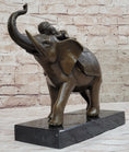 Load image into Gallery viewer, Boy Child Sleeping on Indian Elephant Bronze Statue Sculpture Decor on Marble Base