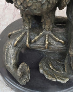 Two Juvenile American Bald Eagles Bronze Metal Statue Sculpture on Marble Base