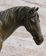 Large Original Loving Horse with his Saddle Western Cowboy Bronze Sculpture sale