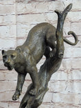Load image into Gallery viewer, Puma Cougar Mountain Lion on Tree Branch Bronze Statue Sculpture Figurine Decor