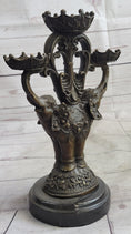 Load image into Gallery viewer, Two Headed Elephant Candle Holder Bronze Sculpture Marble Base Figurine Statue