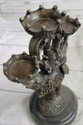 Load image into Gallery viewer, Two Headed Elephant Candle Holder Bronze Sculpture Marble Base Figurine Statue