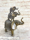Load image into Gallery viewer, Stacked 3 Lucky Elephants Bronze Metal Statue Sculpture Figurine 12" x 12"
