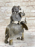 Load image into Gallery viewer, Stacked 3 Lucky Elephants Bronze Metal Statue Sculpture Figurine 12" x 12"