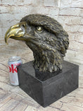 Load image into Gallery viewer, Hot Cast Bronze American Bald Eagle Head Bust Statue Sculpture on Marble Base