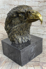 Hot Cast Bronze American Bald Eagle Head Bust Statue Sculpture on Marble Base