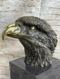 Load image into Gallery viewer, Hot Cast Bronze American Bald Eagle Head Bust Statue Sculpture on Marble Base