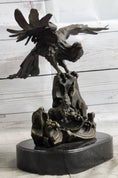 Load image into Gallery viewer, Eagle Landing on Waves Water Bronze Metal Statue Sculpture Figurine Decor Signed