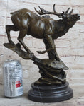 Load image into Gallery viewer, Bronze Marble Statue Elk Deer Stag Hunter Wildlife Art Sculpture Figure Lost Wax