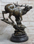 Load image into Gallery viewer, Bronze Marble Statue Elk Deer Stag Hunter Wildlife Art Sculpture Figure Lost Wax