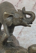 Load image into Gallery viewer, Three Elephants Family - Hot Cast Bronze Sculpture of African Wildlife on Marble Base