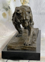 African Lioness Wildlife Animal Bronze Statue Marble Figure Art Decor