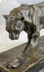 African Lioness Wildlife Animal Bronze Statue Marble Figure Art Decor