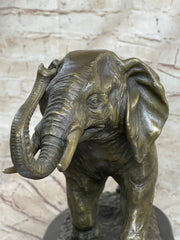 Cast Bronze Marble Sculpture Elephant Safari Statue Art Figure Figurine Animal