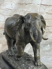 Cast Bronze Marble Sculpture Elephant Safari Statue Art Figure Figurine Animal