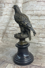 Original Milo Hawk American Eagle Bronze Marble Base Sculpture Bird Figurine Art